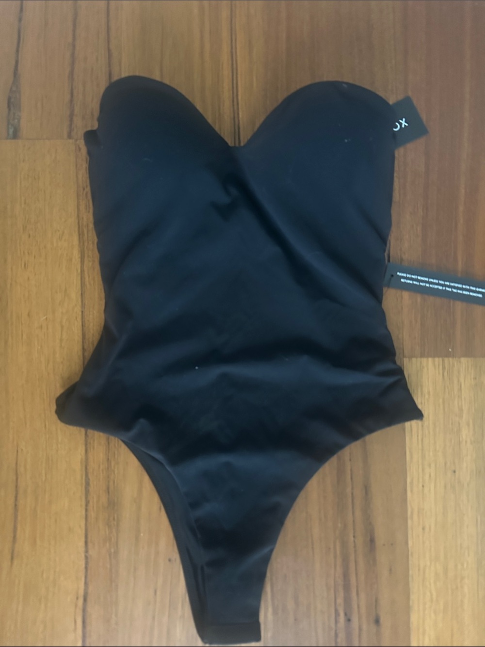 White Fox Black Strapless Sweetheart Bodysuit (detachable straps)